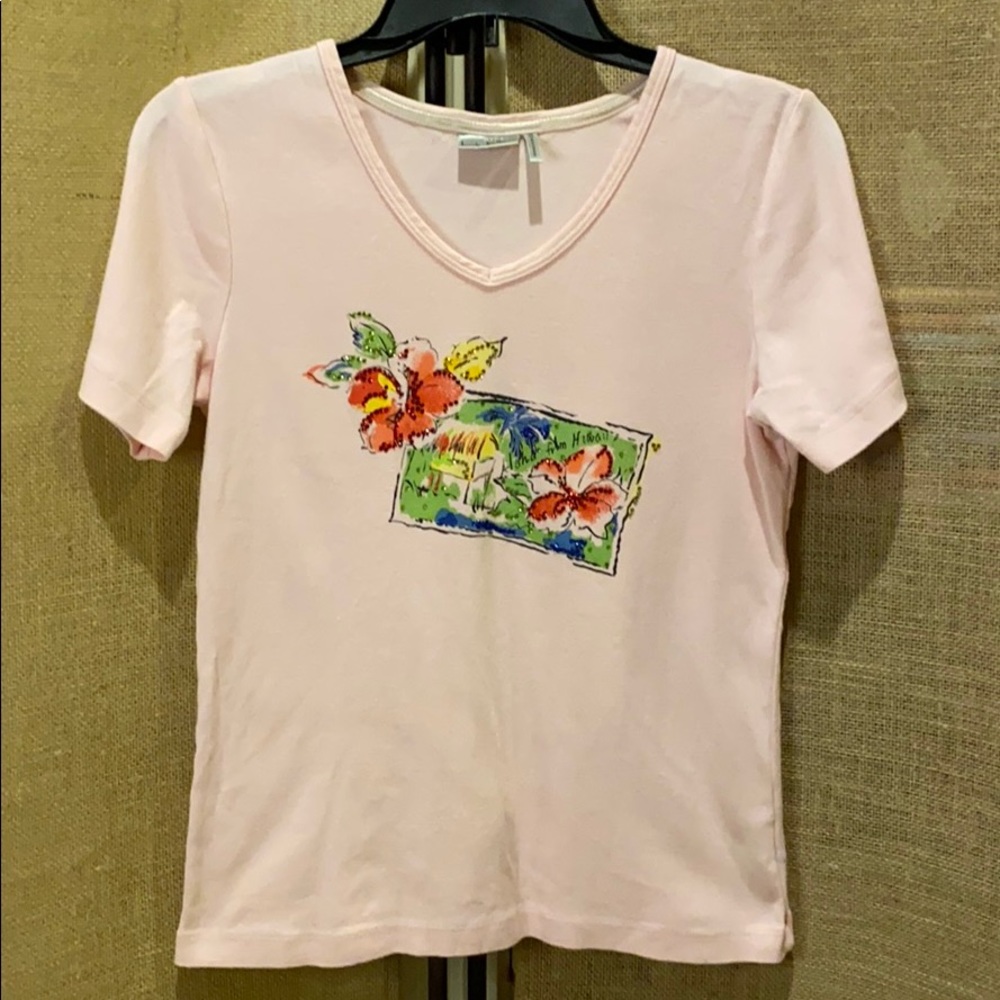 Nicole Miller pink rhinestone tee